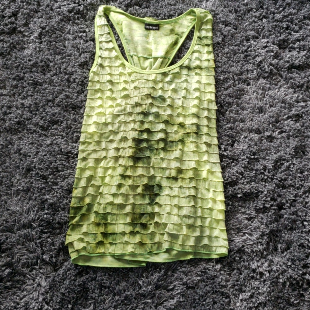 Green Ruffle Racerback Tank Top
